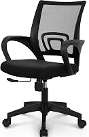 NEOCHAIR Ergonomic Mesh Office Gaming Chair Mid-Back with Lumbar Support, Adjustable Height & 360° Swivel - Breathable Comfort for Home Office (Black)