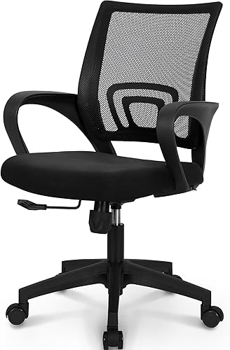 Miniatura 10 de NEO CHAIR Silla de escritorio para oficina y computadora ergonómica de malla para juegos con respaldo medio y asiento con cómodo soporte lumbar negro