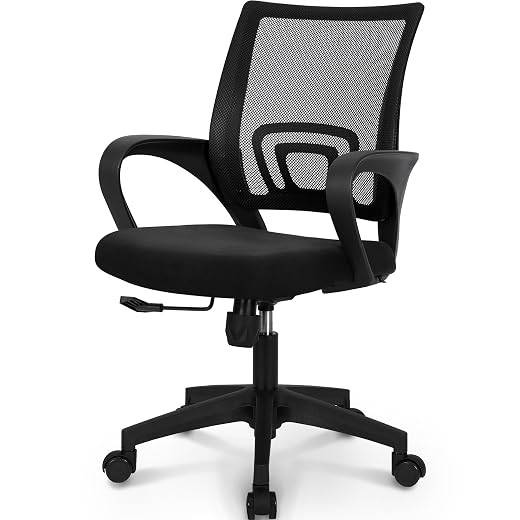 NEO CHAIR Office Chair Computer Desk Chair Gaming - Ergonomic Mid Back Cushion Lumbar Support with Wheels Comfortable Blue Mesh Racing Seat Adjustable Swivel Rolling Home Executive (Black)