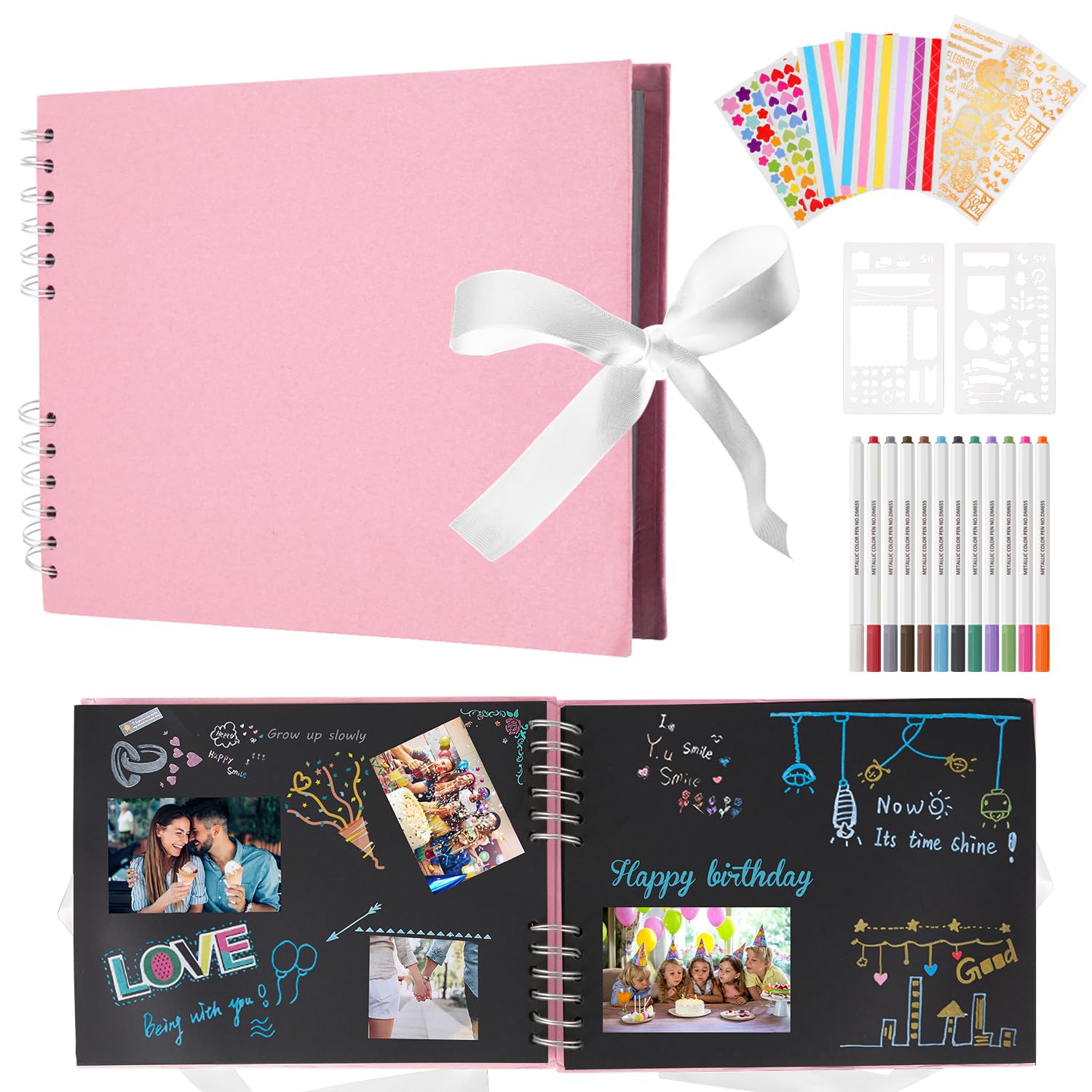 DIY Photo Album 80 Pages Black Photo Album Photo Album DIY Design for Baby Birthday Gift-image-29
