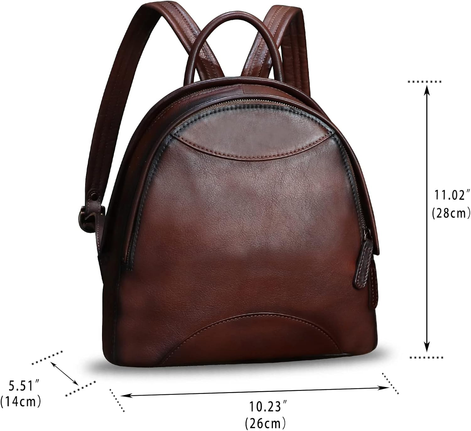 Genuine Leather Backpack Purse for Women Retro Handmade Small Casual Rucksack Satchel Back Bags Knapsack (Coffee)