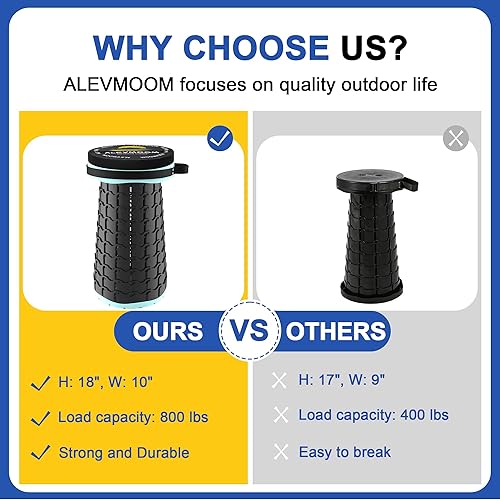 Miniatura 5 de ALEVMOOM Taburete plegable XL mejorado de 18.1 pulgadas con cojín, taburetes plegables portátiles para adultos, capacidad de 800 libras, taburete