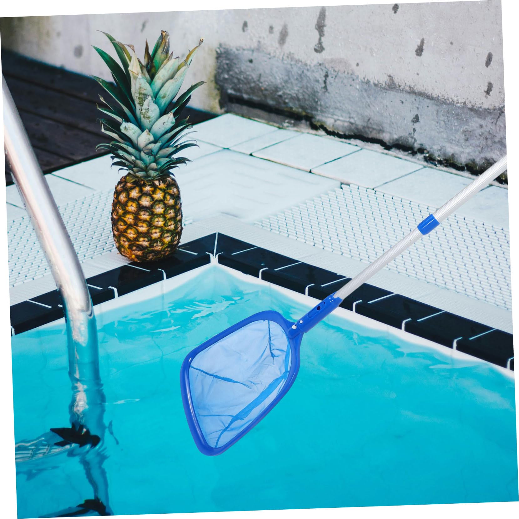 Bodensauger Pool Skimmer mit Teleskopstange und Laubnetzstange aus Aluminiumlegierung und Nylon für Effektive Reinigung von Pool und Poolwänden im Schwimmbad
