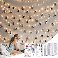 Aesthetic 40FT Photo Clip Fairy Lights 120 LEDs 50 Clips 8 Modes Timer Remote - Trendy Teen Girl Dorm Bedroom Gift