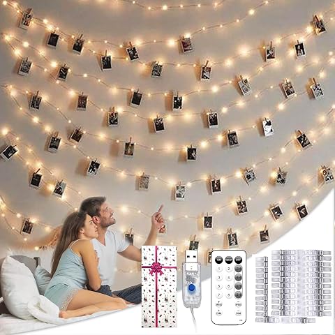 Trendy 40ft 120LED Fairy String Lights with Clips, Waterproof, 8 Modes & Timer - Perfect for Teen Girl Room Decor