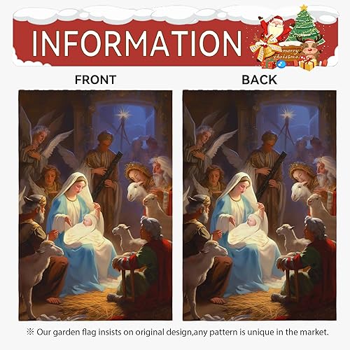 Miniatura 4 de Dacawin Banderas de jardín religiosas de Navidad para patio, bandera de jardín de Jesús católico de invierno para noche santa, exterior, doble cara,