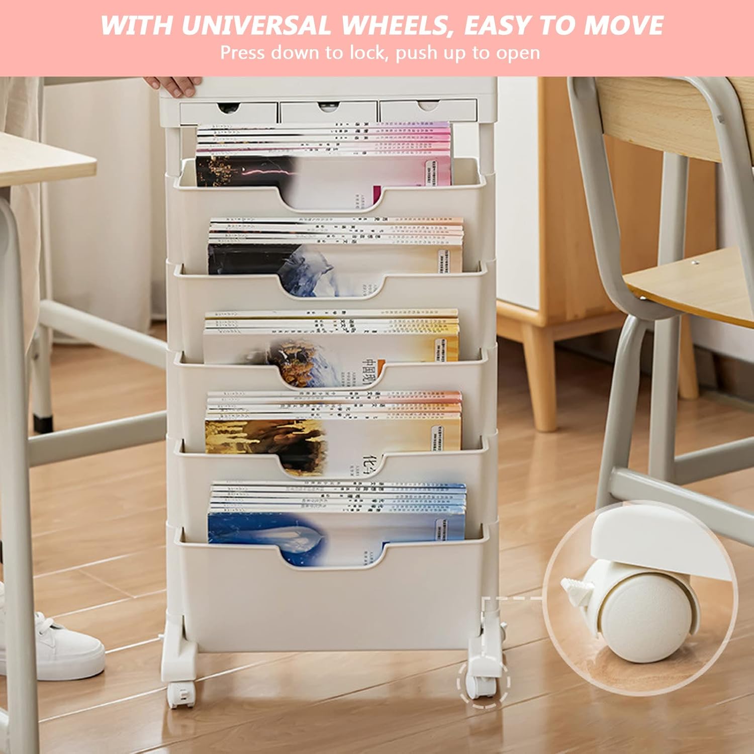 EGEN Industrial Bookshelf 5-Tier, Bookcase Ladder Shelf, Storage Shelves Rack Shelf Unit, Accent Furniture ABS Frame, Home Office Furniture for Bathroom, Living Room