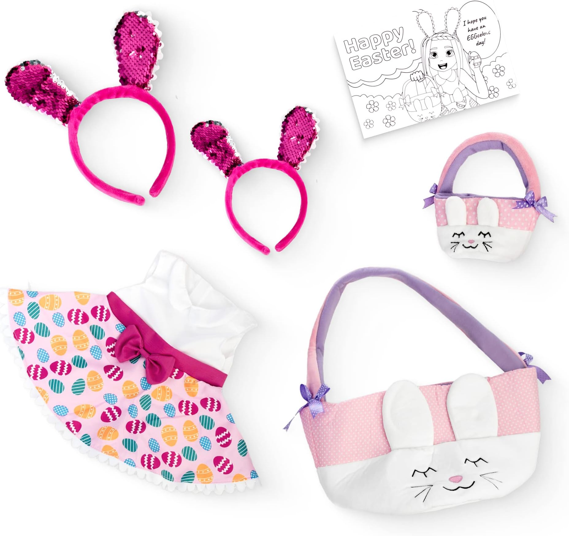 Playtime by Eimmie Doll Clothes & Accessories Set, Easter Holiday Dress with Matching Accessories, Fits American, Generation, & Similar 18-Inch Dolls