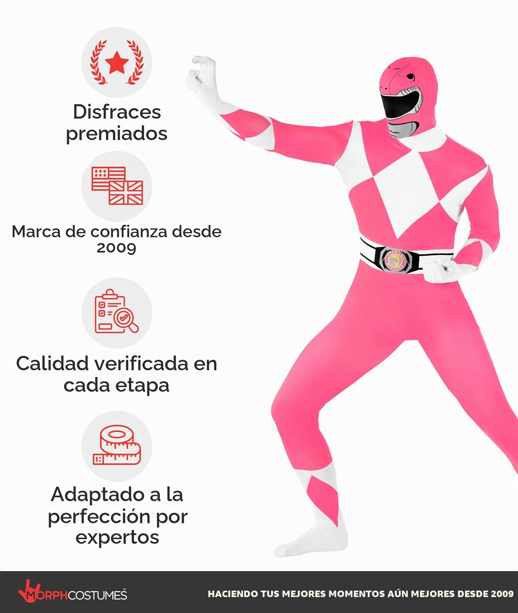 Morphsuits Disfraz Heroína Acción Rosa Mujer Adulto Traje Cuerpo Entero Capucha Cremallera Carnaval Halloween