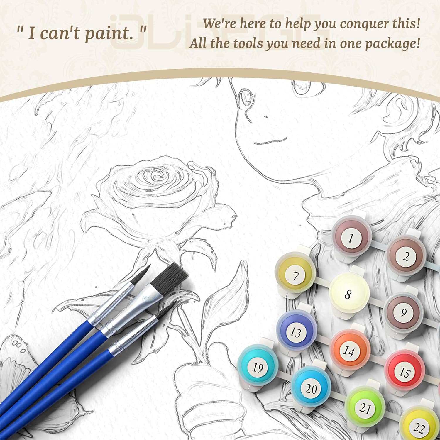 OLDEGG Framed Paint by Numbers Kit for Adults Beginners,12''x16''inch Little Boy and Rose Acrylic Paint by Numbers for Adults Set with Easel,DIY Paint by Number Kit for Gifts with Home Wall Decor
