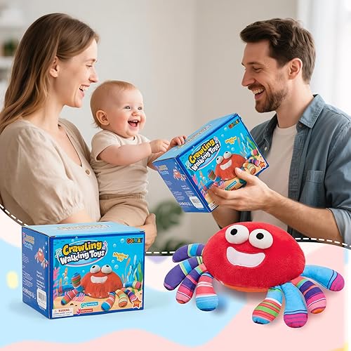 Miniatura 8 de Golray Juguetes para gatear bebés de 12 a 18 meses, cangrejo rojo con 50 canciones, juguetes sensoriales para bebés de 1 a 3 años