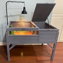 Tortoise Habitat with Adjustable Lamp Holder Wooden Reptile Enclosure Terrarium Transparent Acrylic View Elevated Detachable Legs and Easy Clean Full Tray Small Animals Indoor Outdoor