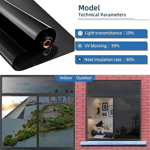Miniatura 2 de Película para ventana de control de calor, tinte para ventana con bloqueo solar, oscurecimiento y protección UV, película reflectante de espejo de