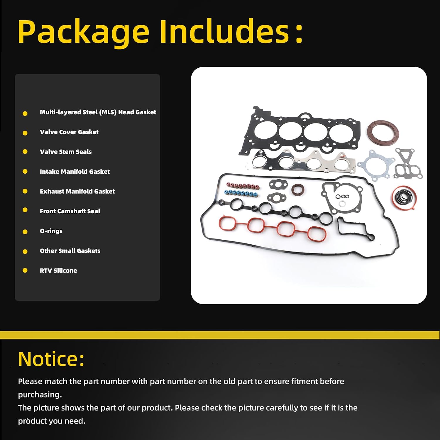 22311-2B004 28521-2B700 22224-2B011 Engine Head Gasket Kit Fits for Hyundai Veloster Accent 2012 2013 2014 2015 2016 1.6L