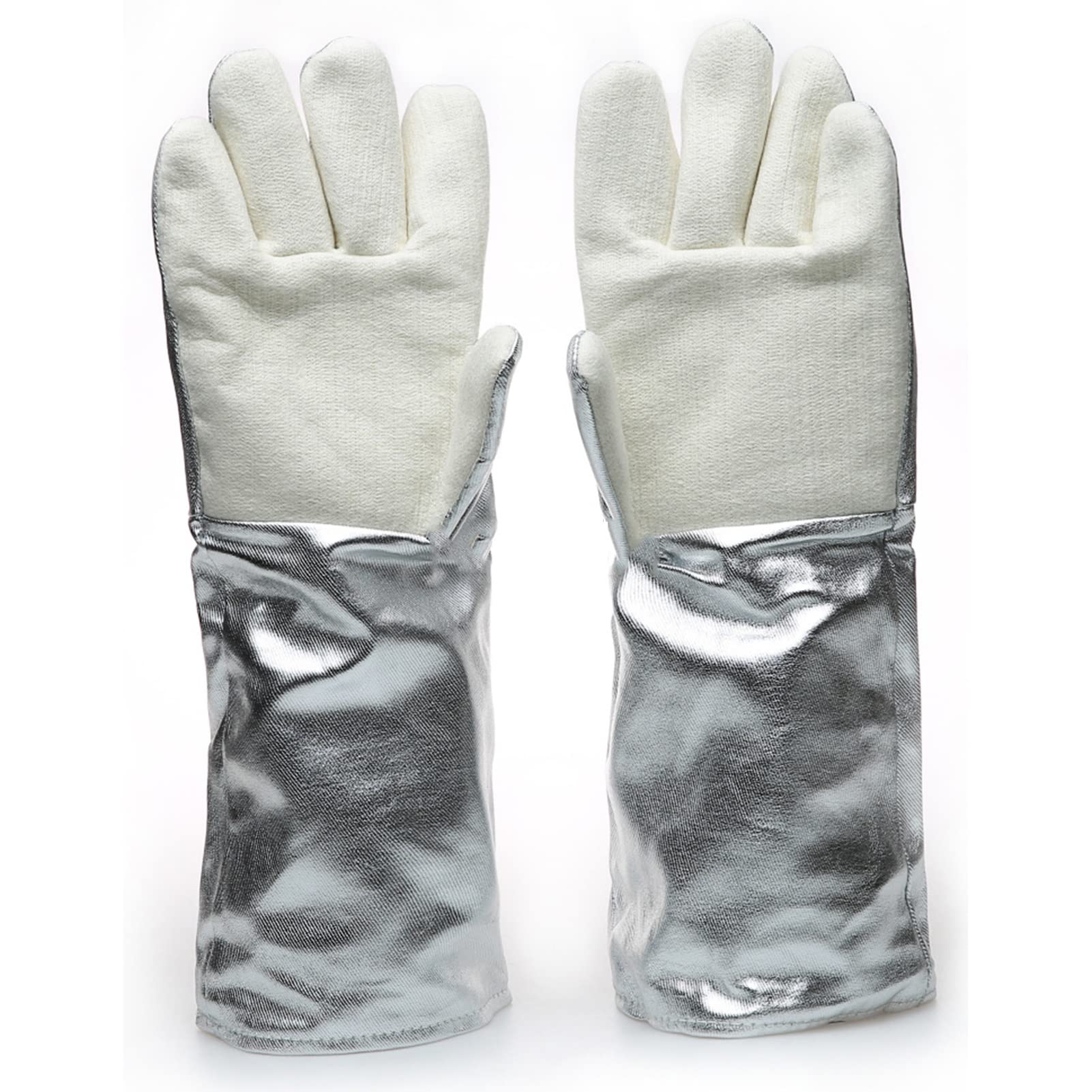 PIWINE Gartenhandschuhe, schnittfeste Handschuhe, feuerfeste Handschuhe, 45 cm, aluminisierte Schweißhandschuhe, Grill- und Kaminhandschuhe, hochtemperaturbeständige Handschuhe