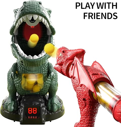 Miniatura 9 de BABY HOME Babyhome - Juguetes de disparo de dinosaurios movibles para niños de 3, 4, 5, 6, 7 años, juego de disparos de tiranosaurio con rociador de