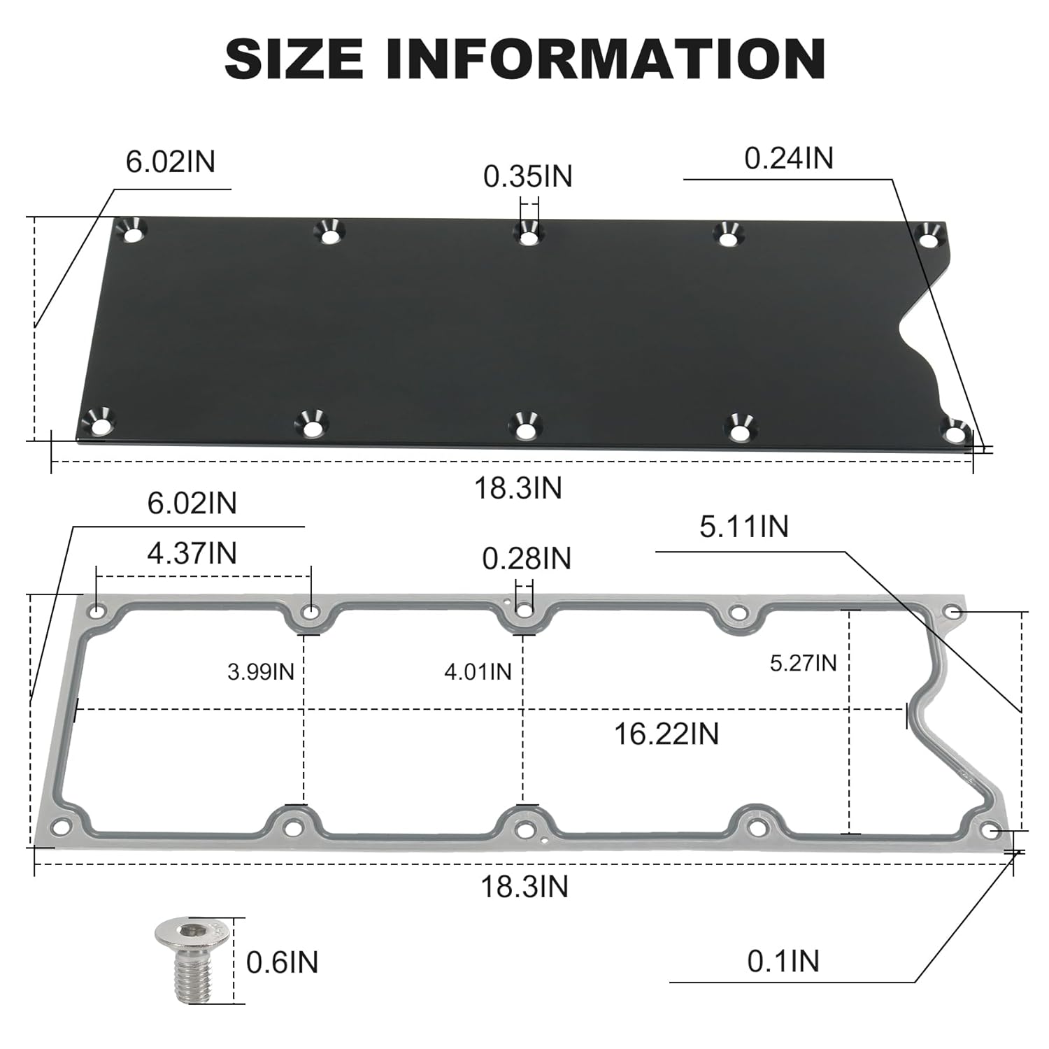 LS Gen 3 (III) Valley Cover Plate Kit with Gasket and Seals (Bolt)Low Profile and Non Knock Sensor Hole Compatible with GM LSX LS1 LM7 LR4 LQ4 LS6 L59 LQ9 LM4 L33 Chevy GMC Silverado Sierra SUV Black