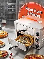 Vista 9 de Horno de pizza comercial de 12 pulgadas, hornos de pizza de encimera con temperatura máxima de 662 °F, olla eléctrica de pizza de 2 capas
