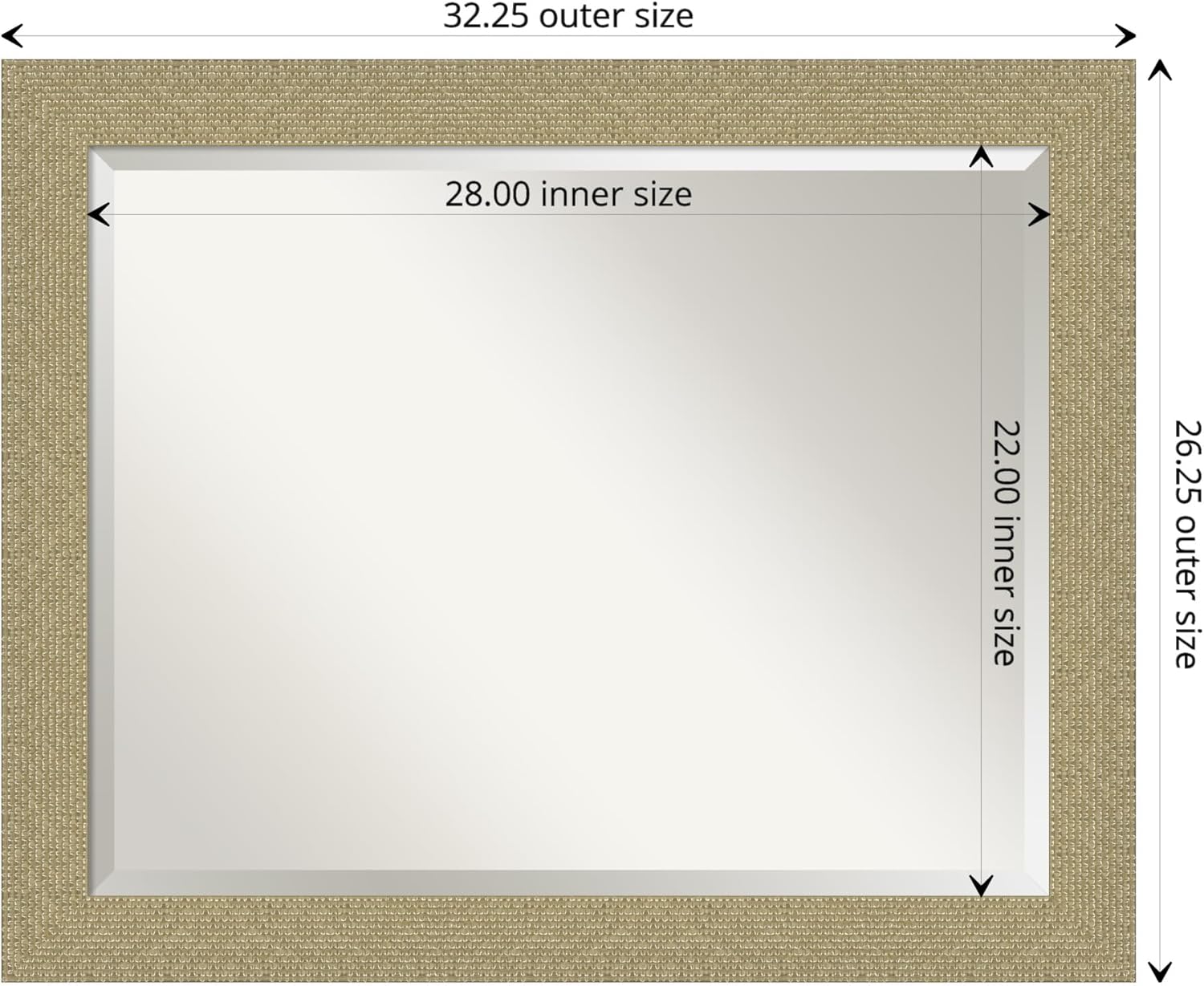 Amanti Art Gold Wall Mirror 26x32 Mosaic Gold Rectangle Bathroom Mirror for Wall Decor Living Room, Large Casual Frame, Hangs Horizonally and Vertically, Bathroom Decor, Beveled Edge