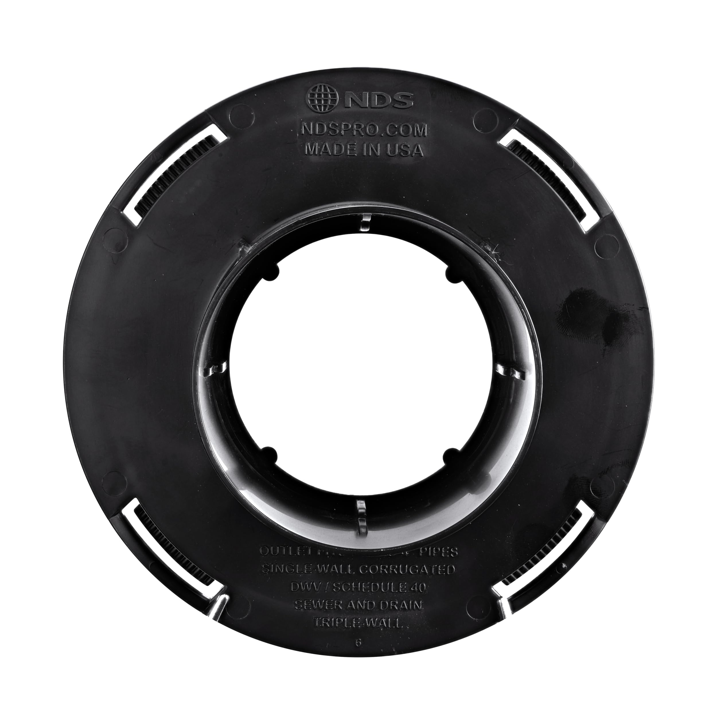 NDS 1244 Outlet Adapter for Catch Basin Fits 3 in. & 4 in. Drain Pipes, Black