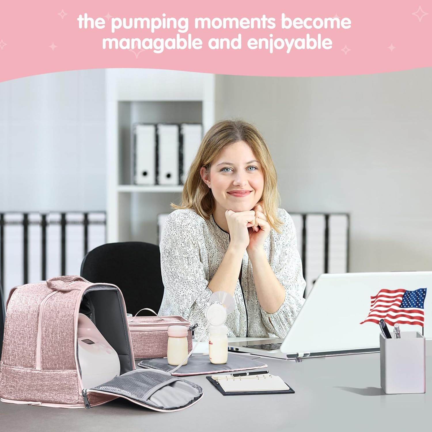 Derbiedersinn Breast Pump Bag, Compatible with Spectra Pumps, Insulated Carrying Case with Cooler for Milk Storage, Travel, Work, Daycare,Pink - Image 6