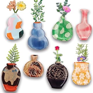 Cute Vase Fridge Magnets for Fridge Refrigerator Magnets Flower Vase Magnets Funny Plant Kitchen Magents Stickers Office Home Decoration (8pack)