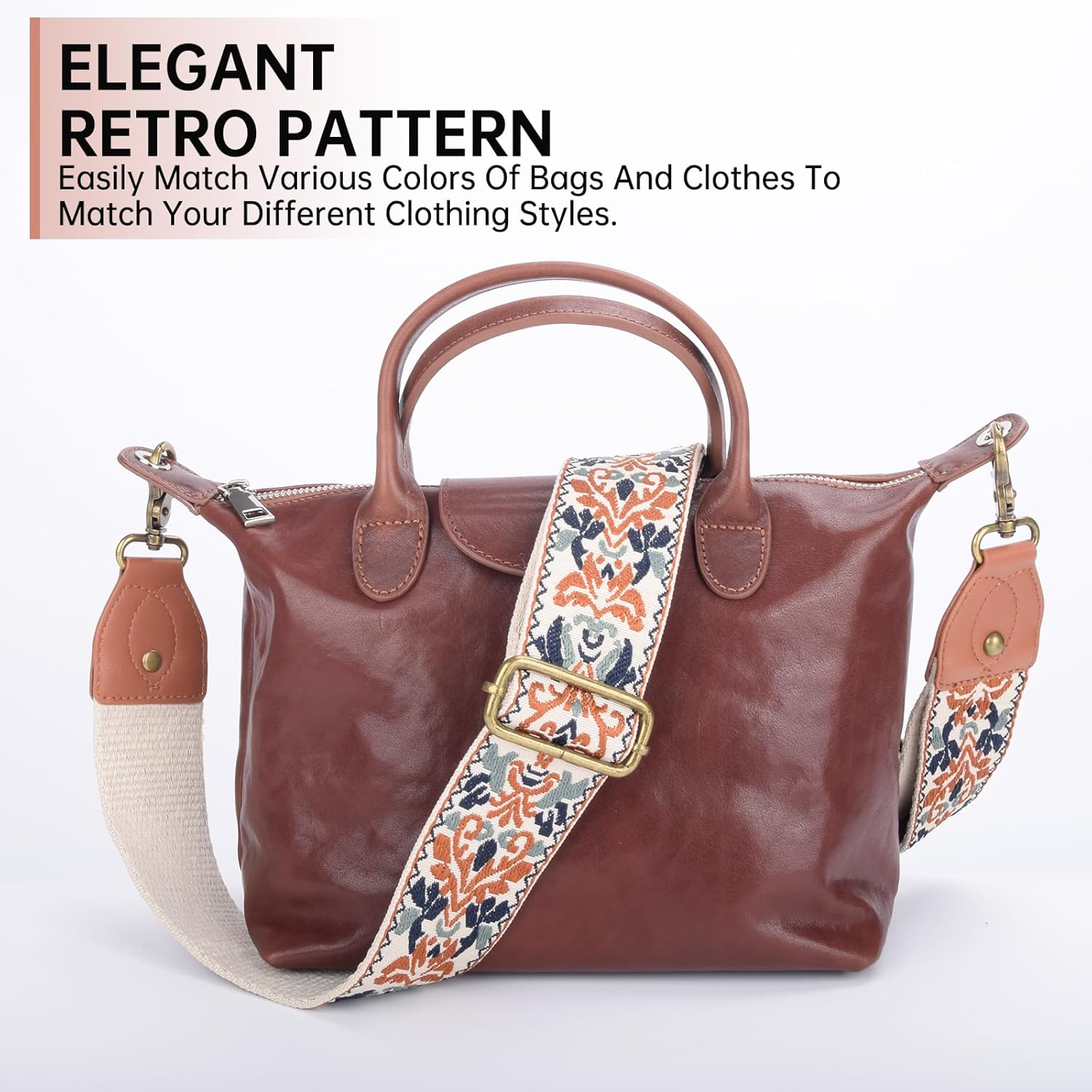 Purse Strap Replacement Crossbody Adjustable Bag Strap Retro Jacquard Embroidery Wide Shoulder Strap for Women Handbags - Image 3