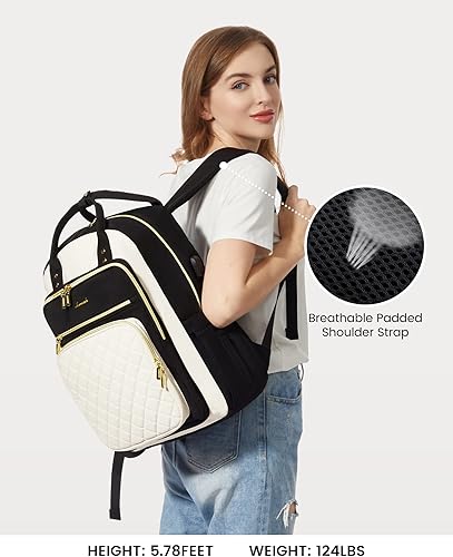 Miniatura 9 de LOVEVOOK Mochila para computadora portátil para mujer, mochila para trabajo de viaje, bolsa de computadora para enfermera, profesora, bolsa de