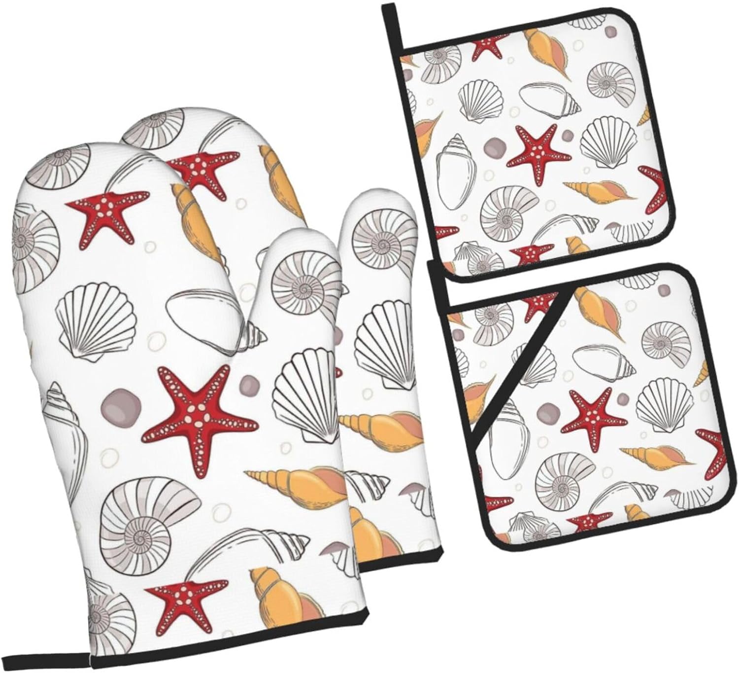 Shell Starfish Kitchen baking four piece set, fit for cooking and baking, oven, microwave, and outdoor barbecue