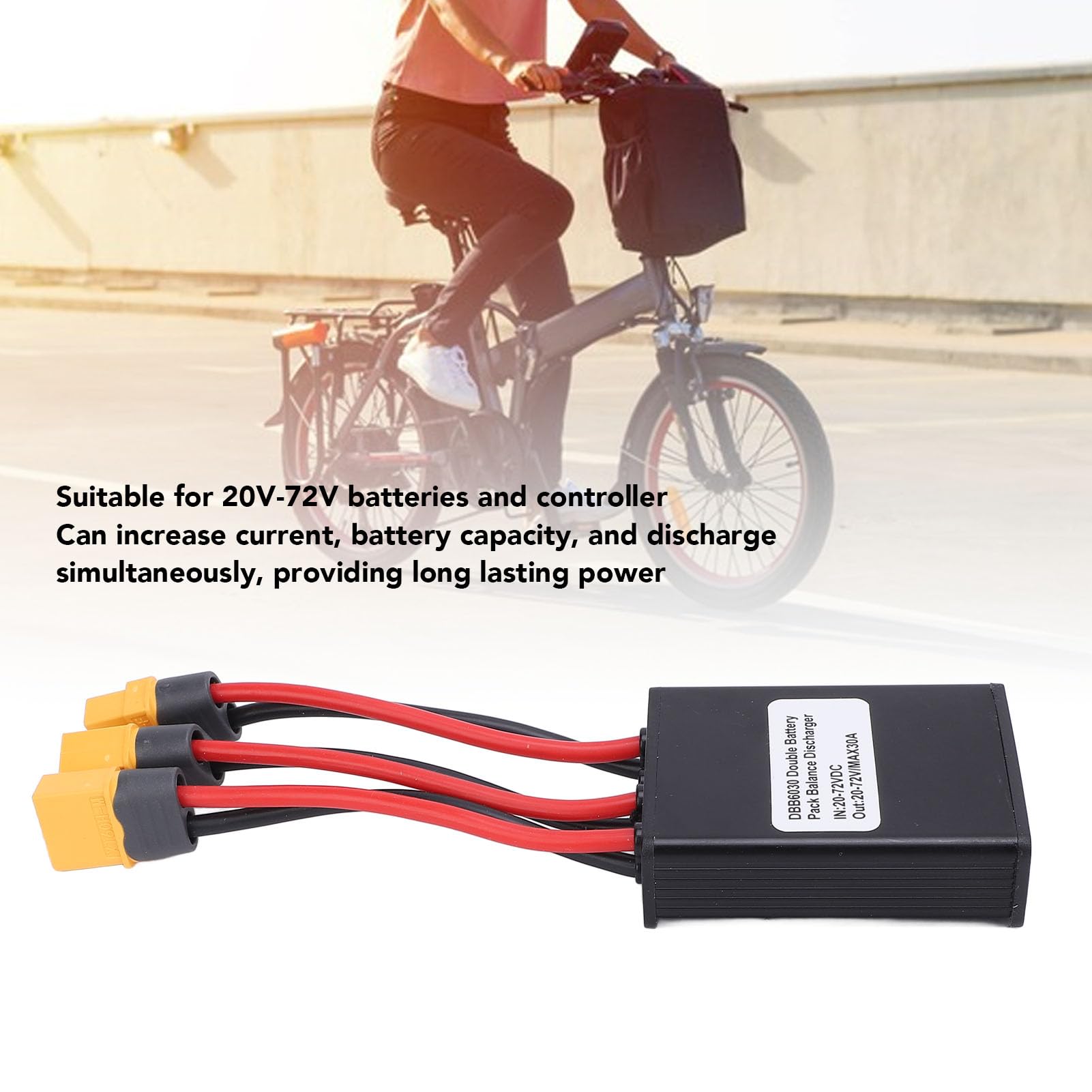 POENVFPO Convertisseur de Décharge de Batterie à Double Batterie à Vélo électrique, 20A 30A 40A 24 à 72VDC Double Batterie de Batterie D'équilibreur D'interrupteur avec Fiche pour Moteur