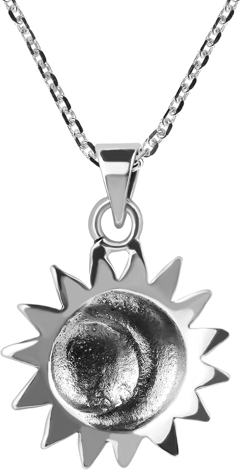 AeraVida Glinting Celestial Sun And Moon .925 Sterling Silver Pendant Necklace - Image 4