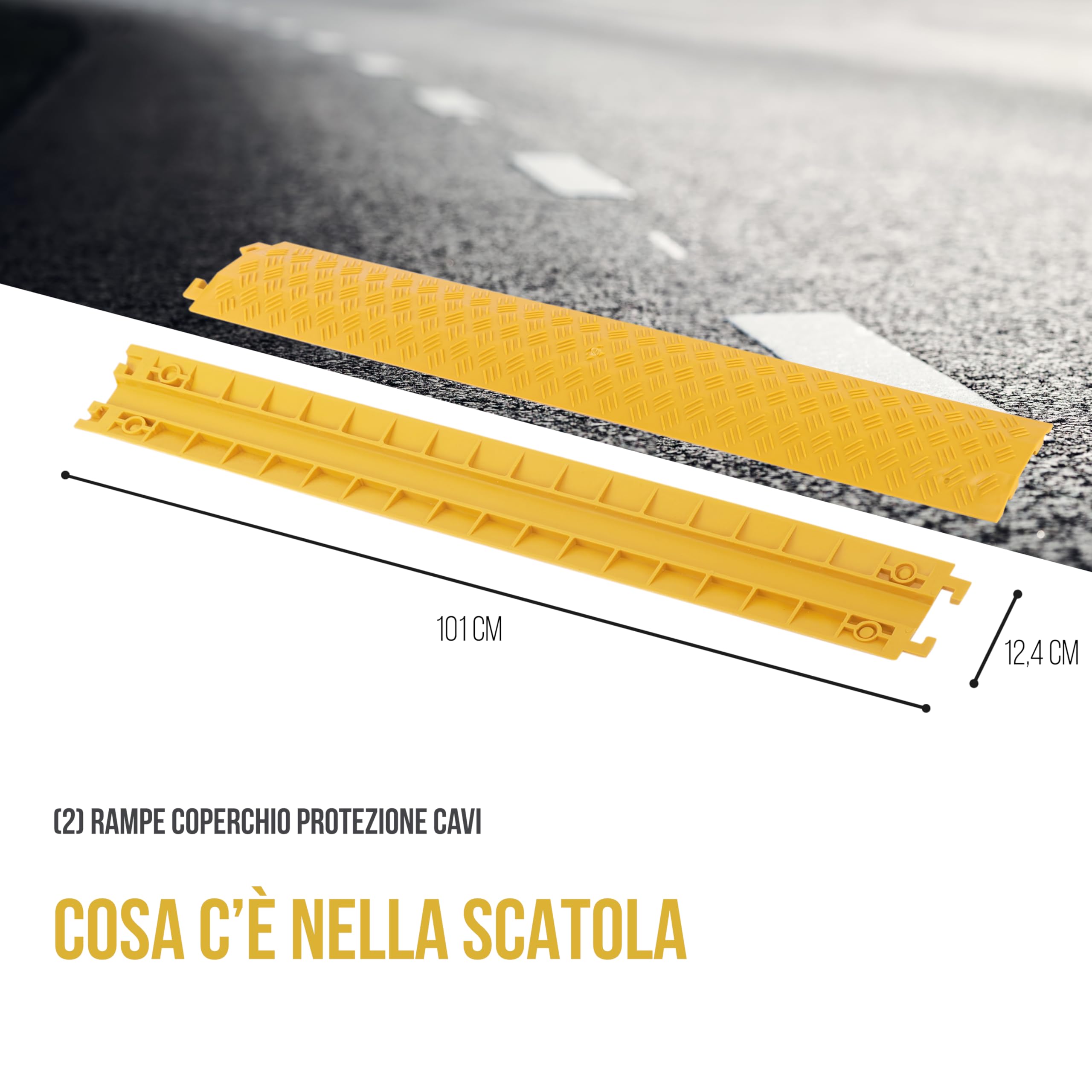Pyle Rampa Auto Robusta in Gomma, Rampe per Auto e Canalina Passacavi Calpestabile, Portata 900 kg, Protezione Passacavi per Interni ed Esterni