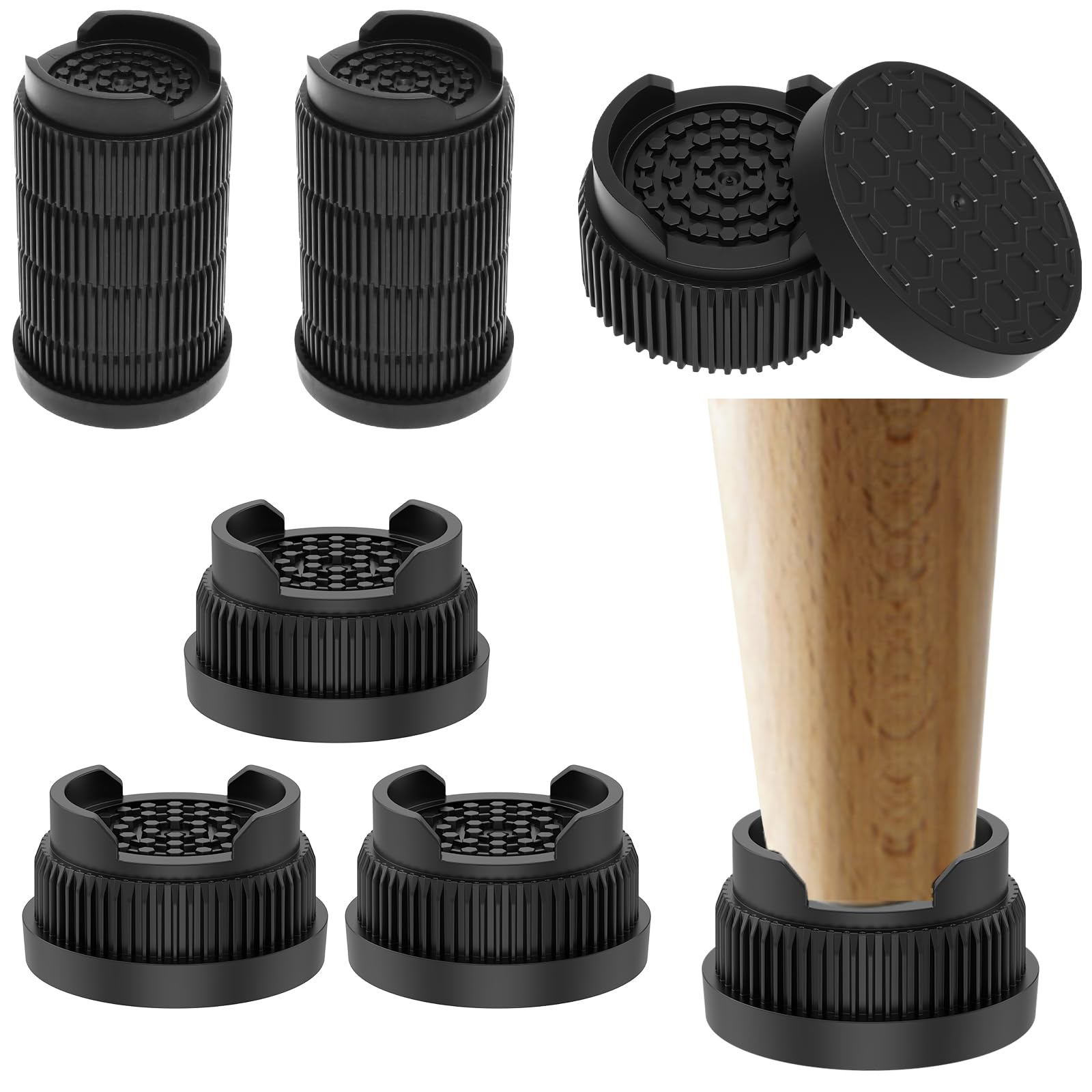 Yuekuntj Black 12Pcs Furniture Risers Round, Heavy Duty Stackable Couch Riser, Versatile Furniture Raising Blocks, Table Leg Extender, Stackable Bed Lifter For Bed Chair Cabinet Refrigerator(,12)