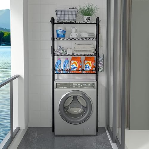 Miniatura 7 de Organizador de baño sobre el inodoro, estante de almacenamiento de 4 niveles sobre el inodoro, estantes de baño, estante de almacenamiento sobre el