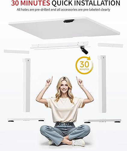 Miniatura 26 de Okin Escritorio eléctrico pequeño de pie, 40 x 24 pulgadas, altura ajustable, color negro, estación de trabajo para oficina en casa Negro