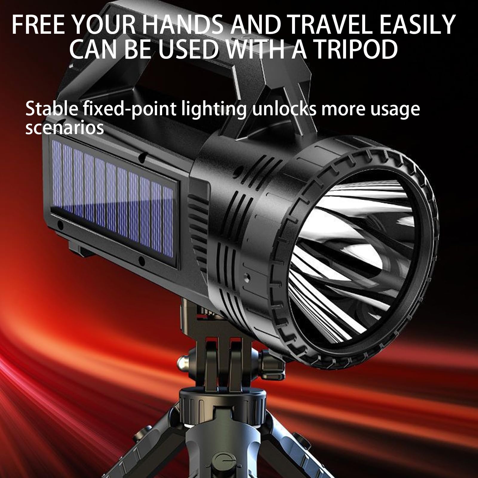 Torcia a energia solare a LED, ricaricabile, 800 lumen, luce per esterni, tipo C e ad energia solare, impermeabile, robusta, per campeggio, escursionismo, camminata, lavoro