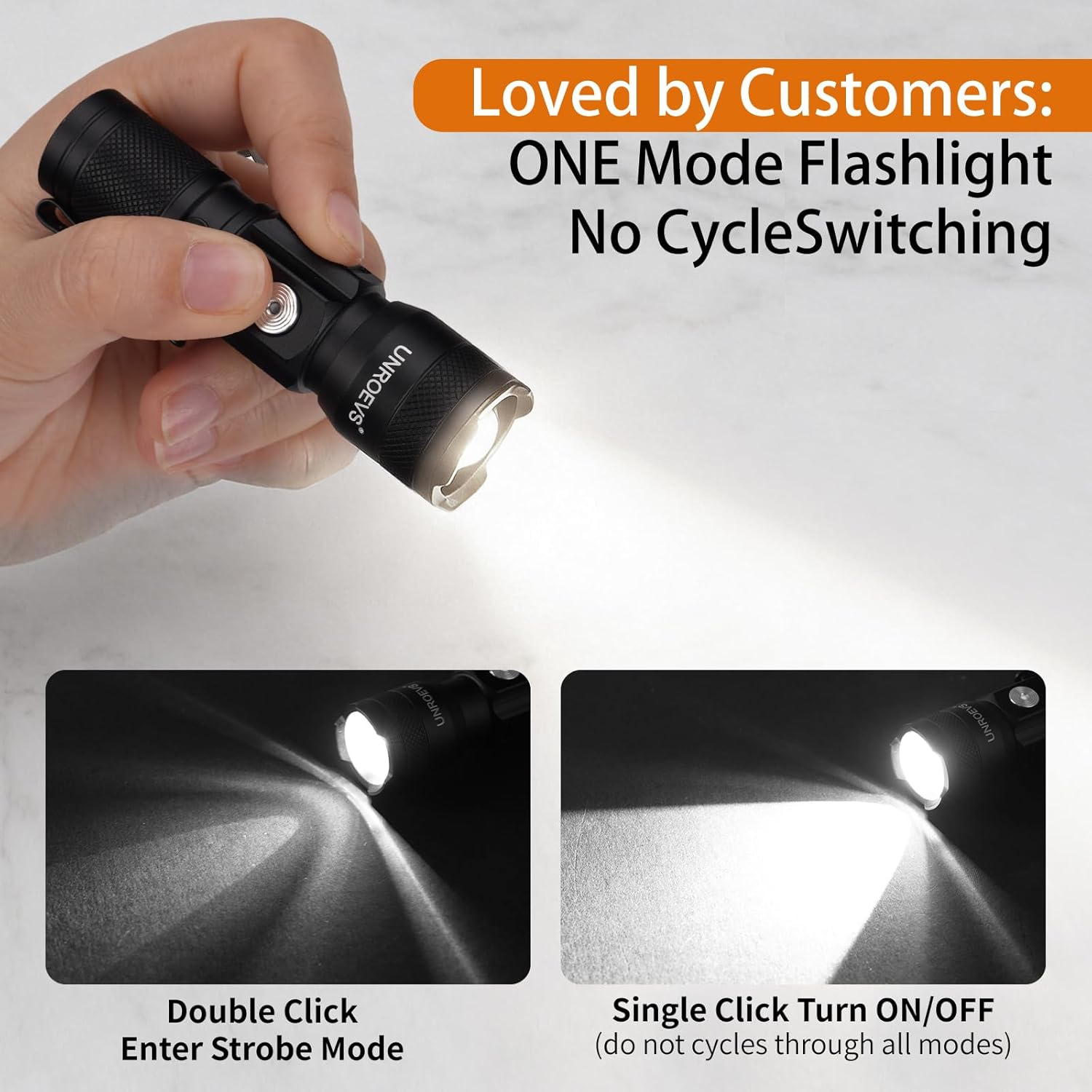 UNROEVS Pocket Flashlight Rechargeable with 1200 Lumens,Mini Small EDC Flashlights with Magnet & Clip,Compact Powerful Flash Light-Zoomable,Adjustable Brightness and 1 Mode for Everyday Carry.