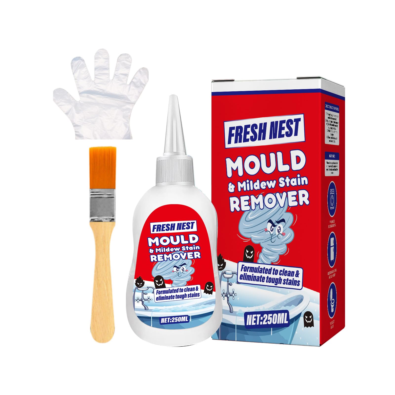 Maximum Strength Mold & Mildew Stain Cleaning Gel 250ml (8.8 Fl Oz) for Bathroom, Kitchen, and Household Surfaces