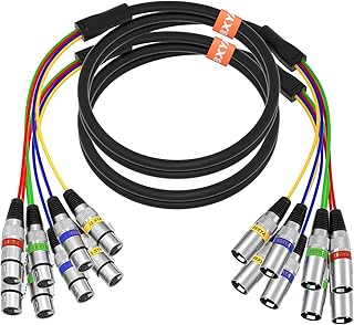 EBXYA 6ft 4 Channel XLR Snake Cables, 4 Colored XLR Microphone Cables, Recording Snake for Live, Recording, Studios, 2 Pack