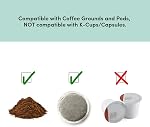 Elite Gourmet EHC117M Personal Single-Serve Compact Coffee Maker Brewer Includes 14Oz. Thermal Travel Mug with Stainless Steel Interior, Compatible with Coffee Grounds, Reusable Filter, Mint
