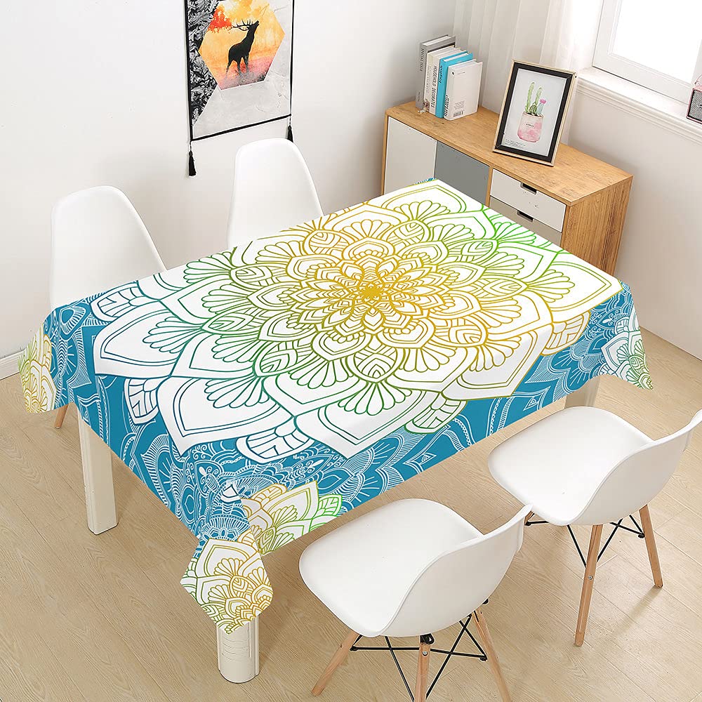 Nappe imperméable facile à nettoyer avec imprimé mandala bleu 90x90cm