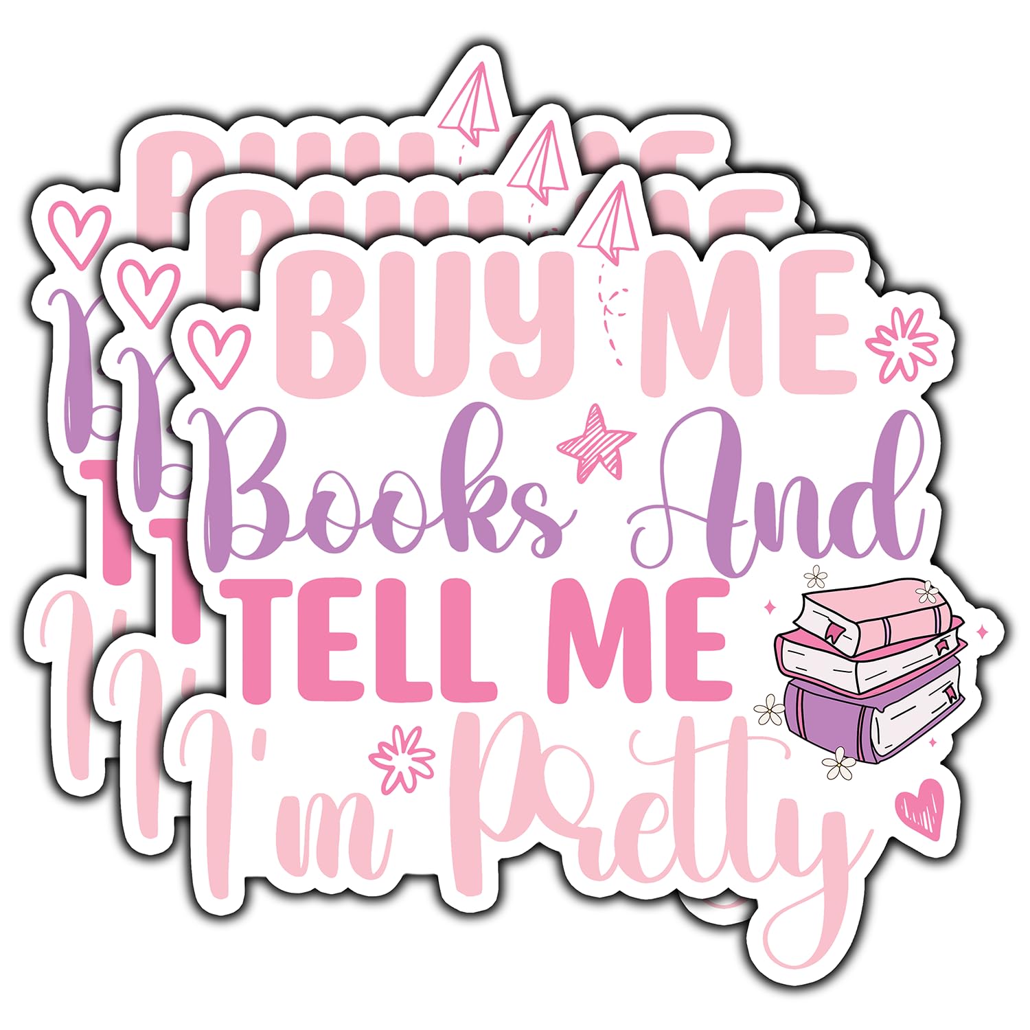 (3Pcs) Buy Me Books and Tell Me I'm Pretty Sticker Book Lover Waterproof Vinyl Decal Bookish Reading Sticker for Notebook Kindle Tumbler Phone Laptop