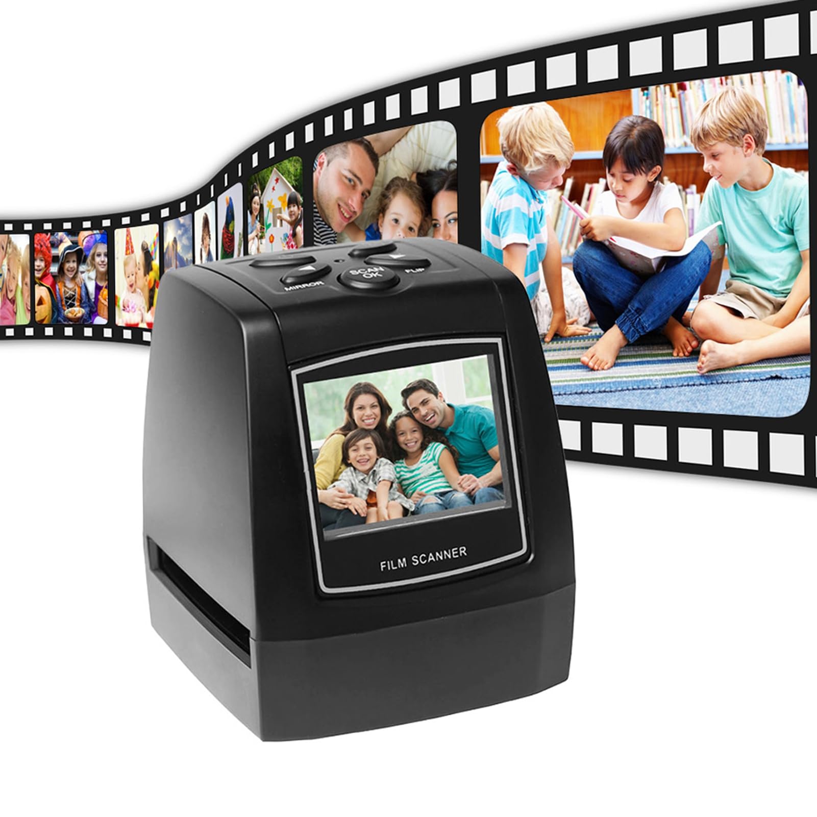 Película protectora para negativos 35 mm 135 mm Slide Film Converter Photo Digital Image Viewer con 512 MB de memoria incorporada Software de edición