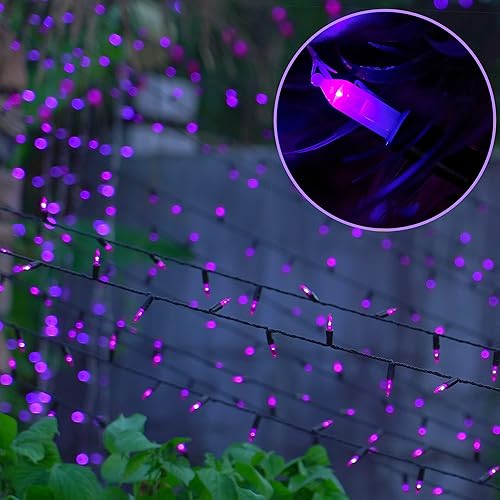Miniatura 19 de WATERGLIDE Paquete de 2 50 luces LED de Halloween al aire libre, 16 pies con 8 modos, luces de árbol impermeables que funcionan