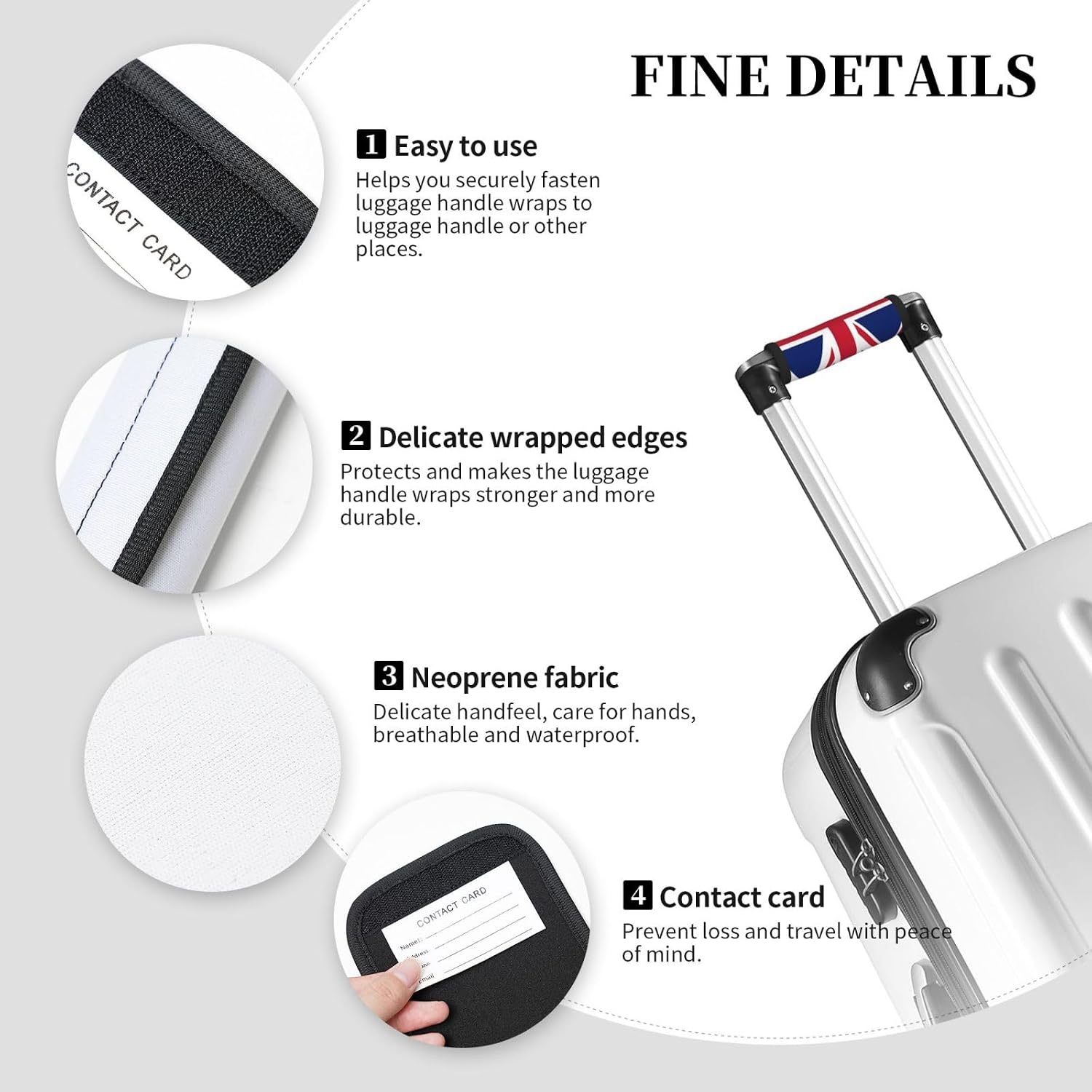 UK Flag Print 2 Pack Luggage Handle Wrap for Suitcase, Comfort Soft Handle Covers, Luggage Accessories