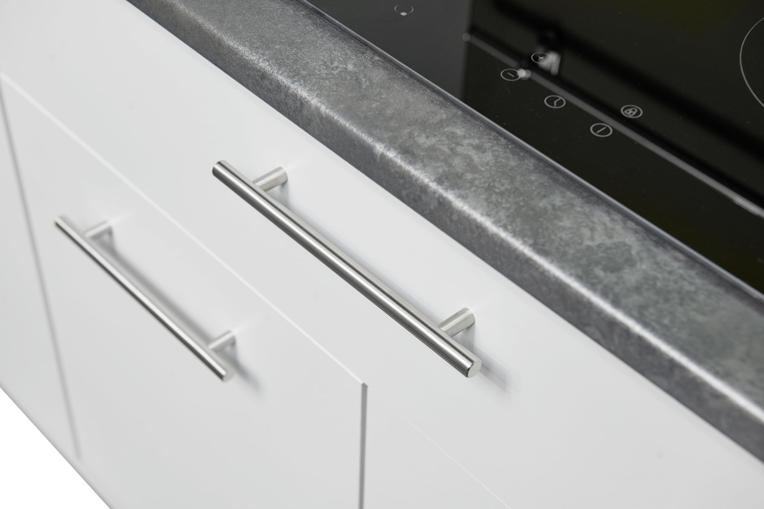AVANTI TRENDSTORE - Sampeyre - Cucina completa nel colore bianco opaco/Stone dark, composto da diversi elementi. Lavandino ed elettrodomestici NON sono compresi. Dimensioni ca. LAP 260x220x60 cm