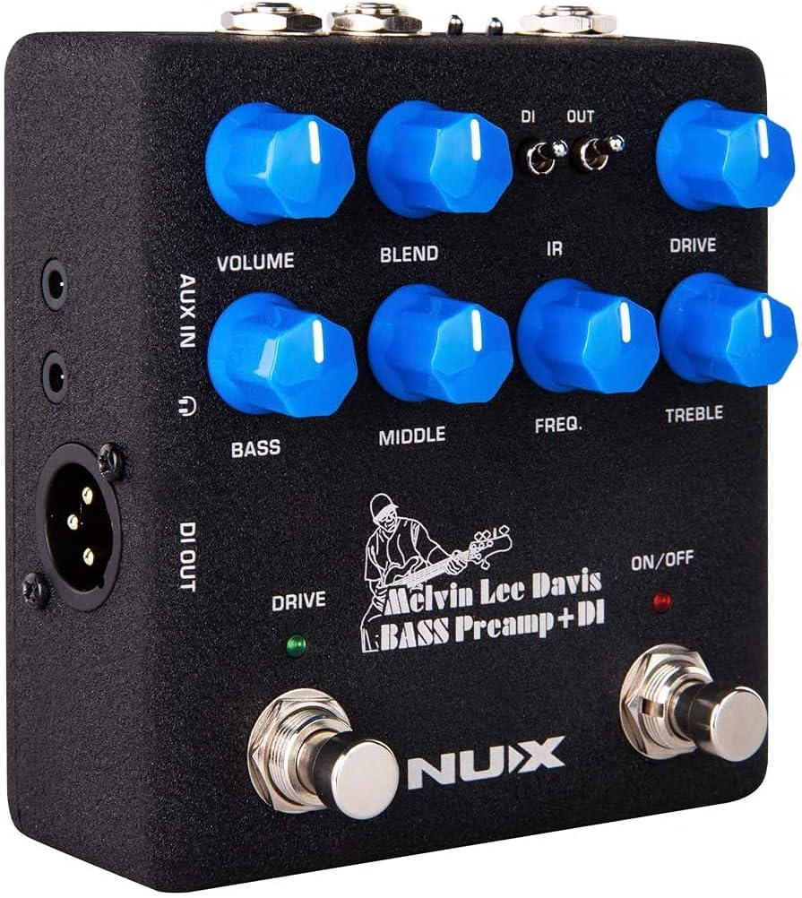 NUX Melvin Lee Davis NBP-5 Bass Preamp and DI Bundle with 2 Instrument Cables, Dunlop Pick Pack, and Power Supply