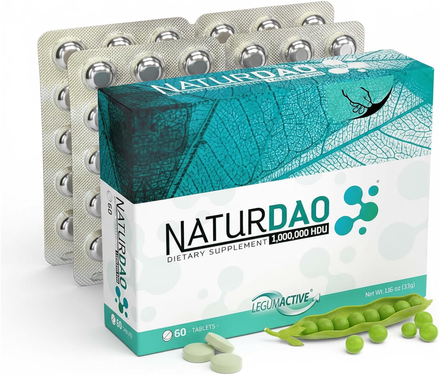 NATURDAO 1,000,000 HDU - DAO Enzyme Supplement - Histamine Block - Diamine Oxidase - Food Intolerance - 60 Extended Release Tablets
