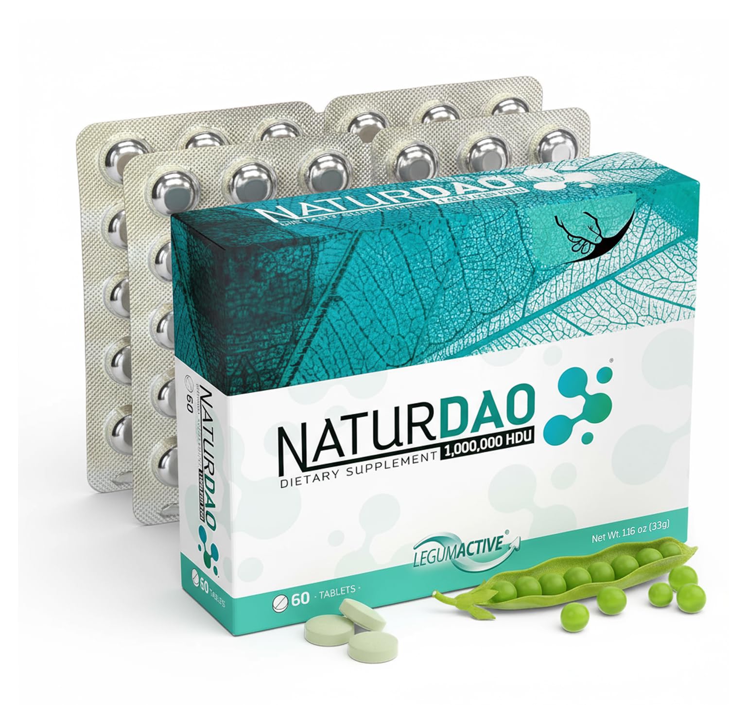 NATURDAOCOM LEGUMACTIVE NATURDAO - 1,000,000 HDU - DAO Enzyme Supplement - Histamine Block - Diamine Oxidase - Food Intolerance - 60 Tablets