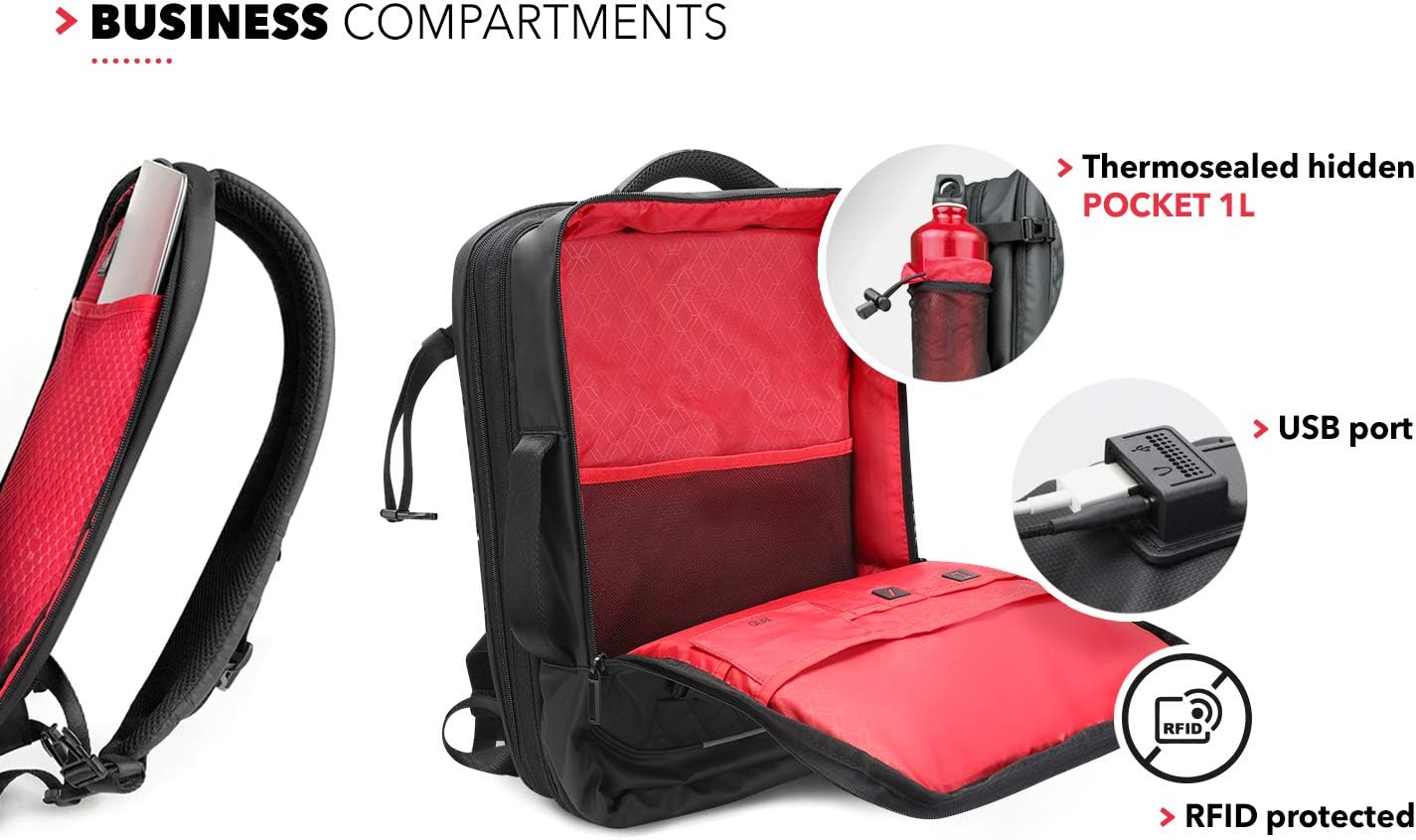 Bеѕt Quаlіtу 🔥 OXIDIA Travel Backpack for Business, Carry on Bag Flight Approved, 15.6-inch Laptop Backpacks, Weekender Backpack for Men, Expandable Capacity (25L, 40L), Waterproof, TSA Friendly (Black)